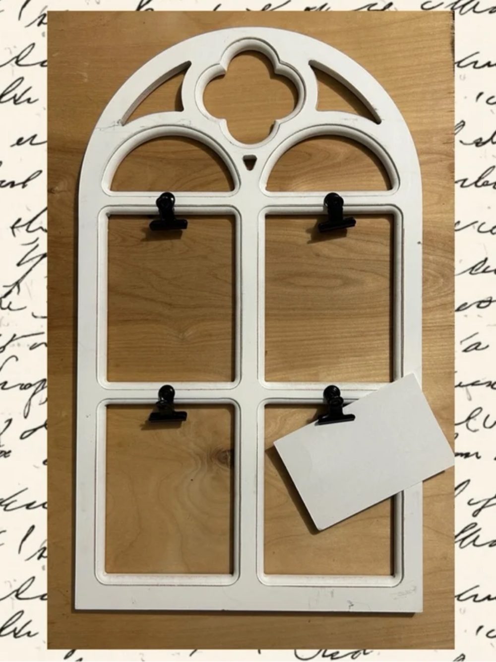 Off White Wood & Metal Note Clips Wall Decor. Great in Office or Kitchen 24x14”